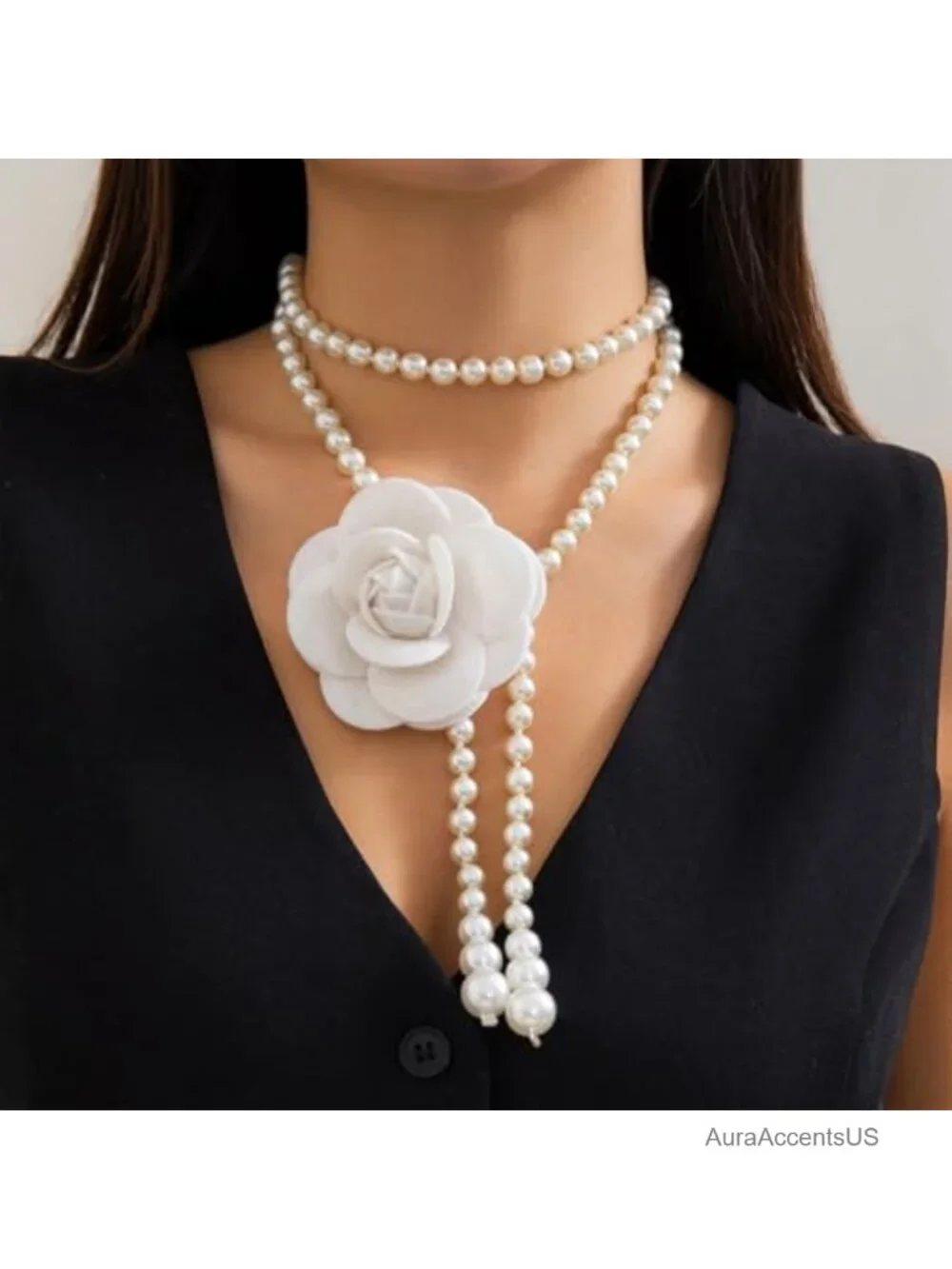 Large Floral Pearl Bead Waist Belt Faux Leather